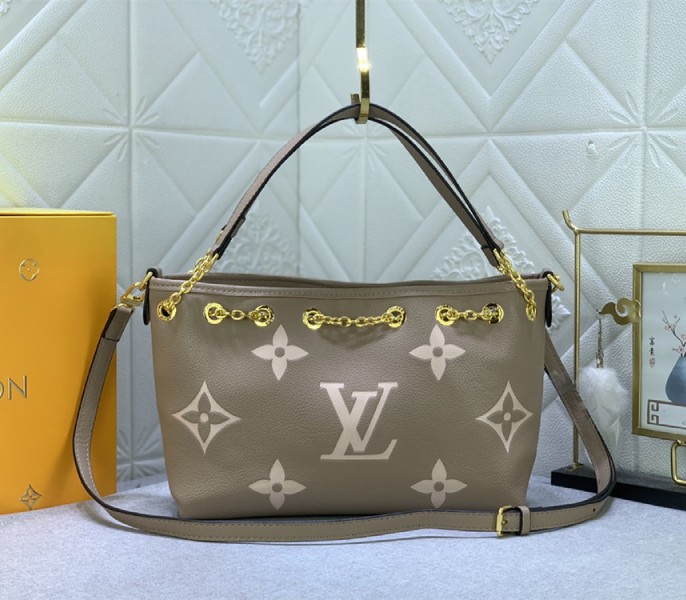 Louis Vuitton Bicolor Monogram Empreinte Bundle Bag In Tourterelle Gray and Cream
