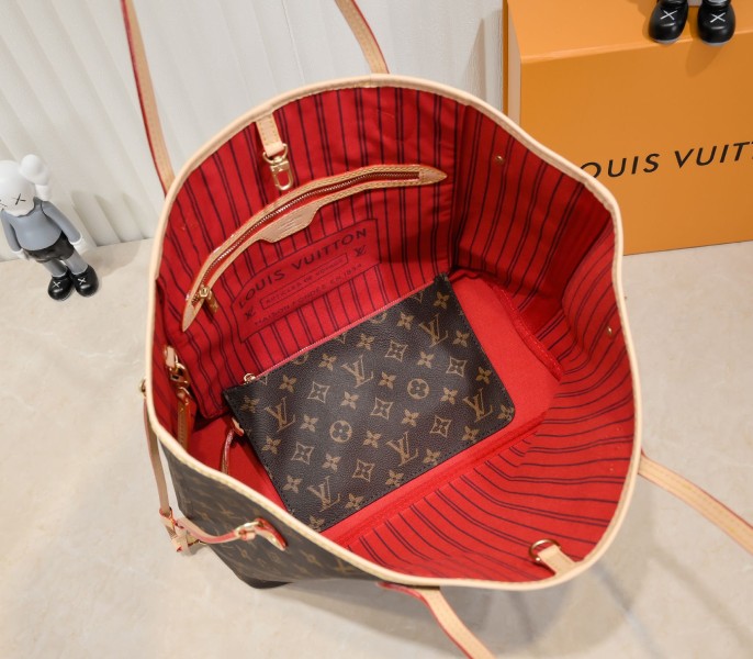 Louis Vuitton Monogram Canvas Neverfull MM Tote In Red
