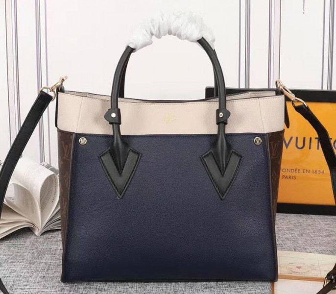 Louis Vuitton On My Side Bag In Navy Blue