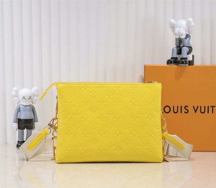 Louis Vuitton Coussin PM Bag In Yellow With Jacquard Strap