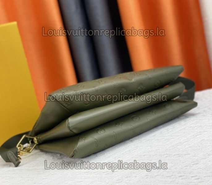 Louis Vuitton Coussin MM Bag In Khaki With Jacquard Strap