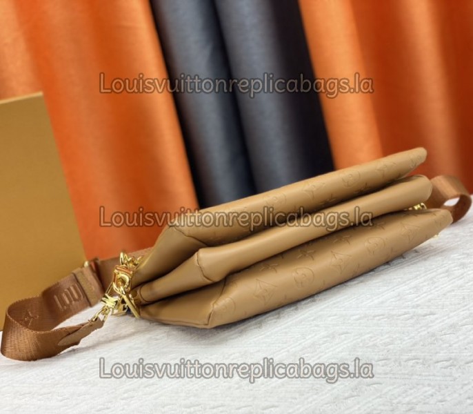 Louis Vuitton Coussin PM Bag In Camel With Jacquard Strap