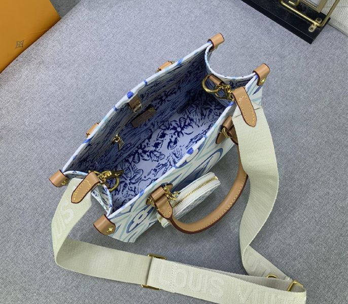 Louis Vuitton LV By The Pool Monogram Tiles Canvas Onthego PM Tote In Lagoon Blue