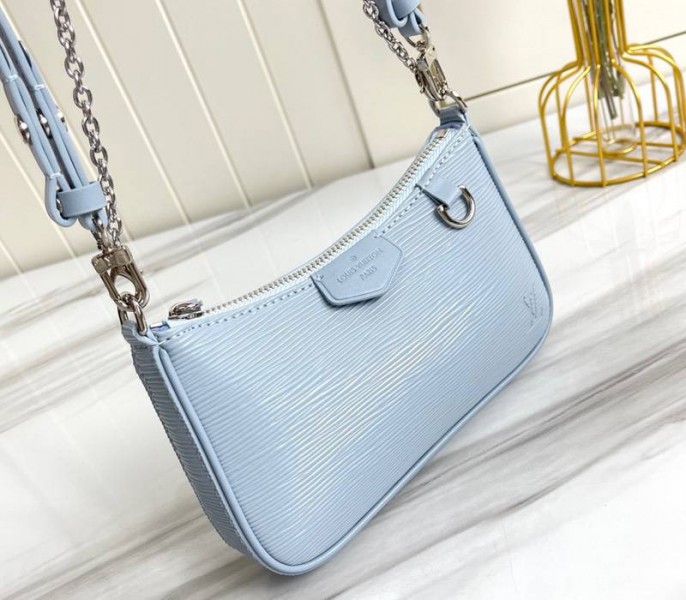 Louis Vuitton Epi Leather Easy Pouch On Strap In Bleu Celeste Blue