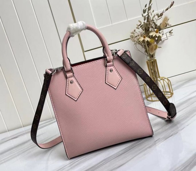 Louis Vuitton Epi Leather Sac Plat BB Carryall Handbag In Rose Ballerine Pink