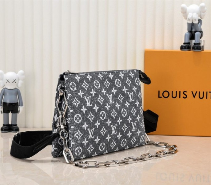 Louis Vuitton Jacquard Denim Coussin PM Bag In Black