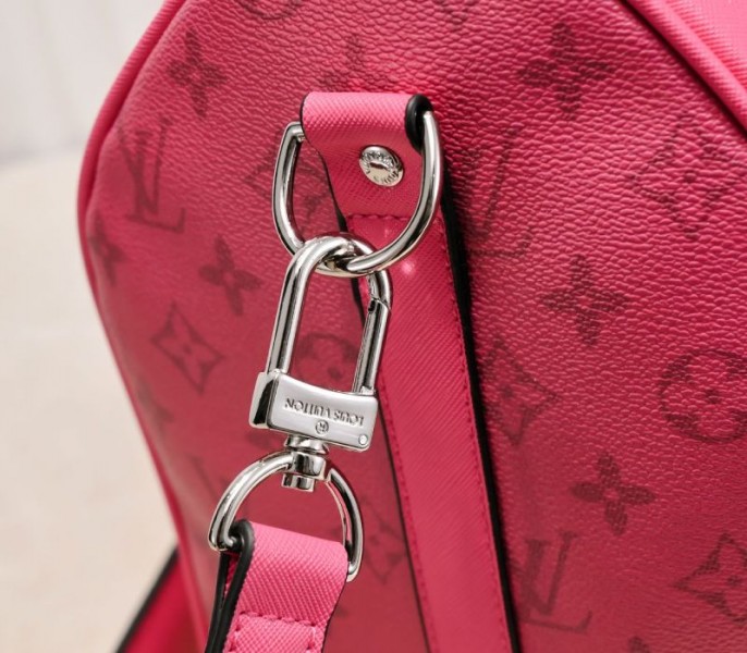 Louis Vuitton Taiga Leather Keepall Bandouliere 50 Travel Bag In Pink