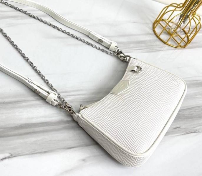 Louis Vuitton Epi Leather Easy Pouch On Strap In Quartz White