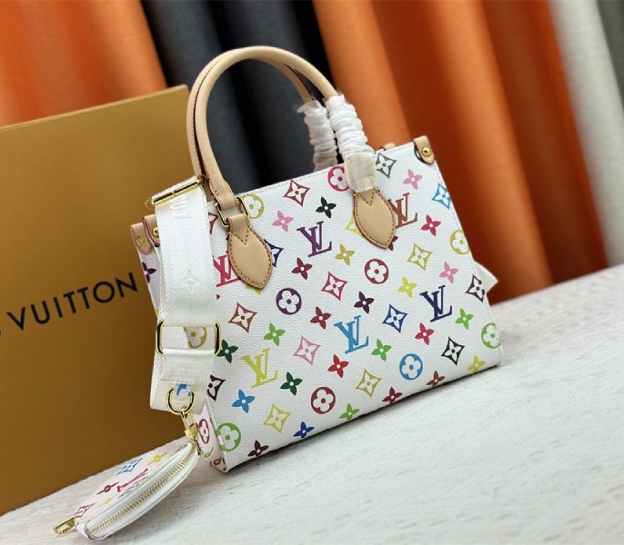 Louis Vuitton X TM Multicolored Onthego PM In White