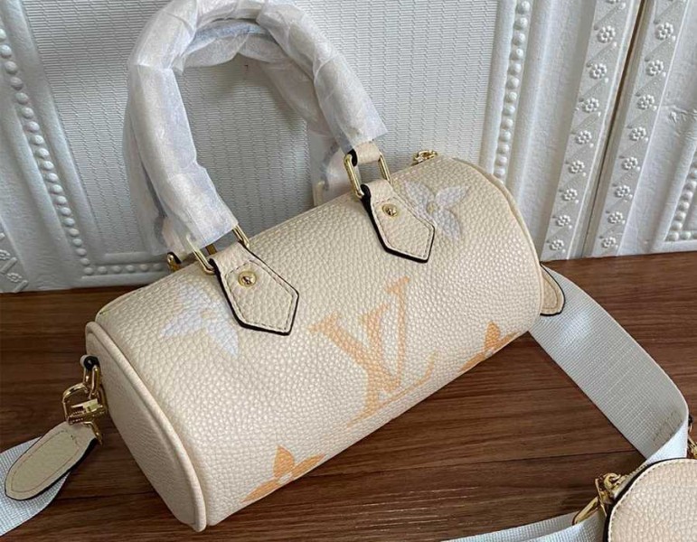 Louis Vuitton Bicolor Monogram Empreinte Papillon BB Bag In Cream And Saffron
