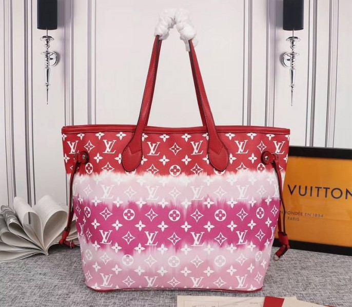 Louis Vuitton Seasonal Escale Neverfull MM Tote In Rouge Red