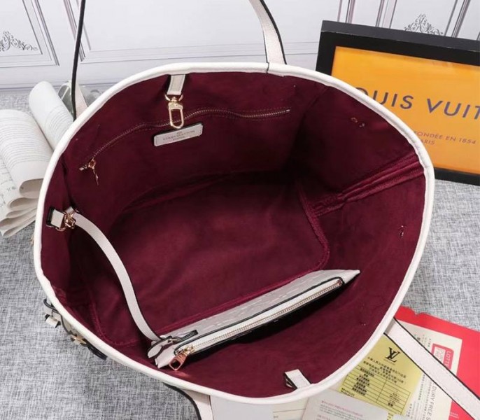 Louis Vuitton Monogram Empreinte Neverfull MM Tote In Cream