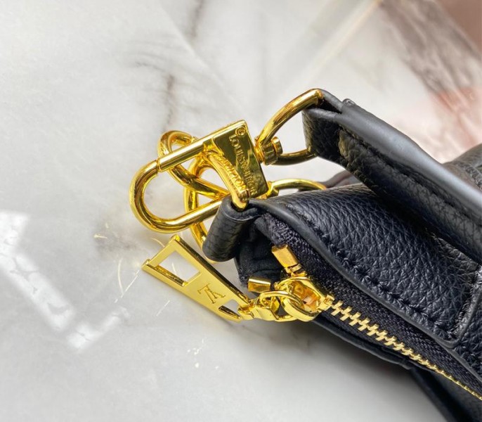 Louis Vuitton Monogram Empreinte Leather Bagatelle Mini Hobo In Black