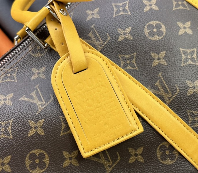 Louis Vuitton Monogram Macassar Canvas Keepall Bandouliere 50 In Safran Yellow