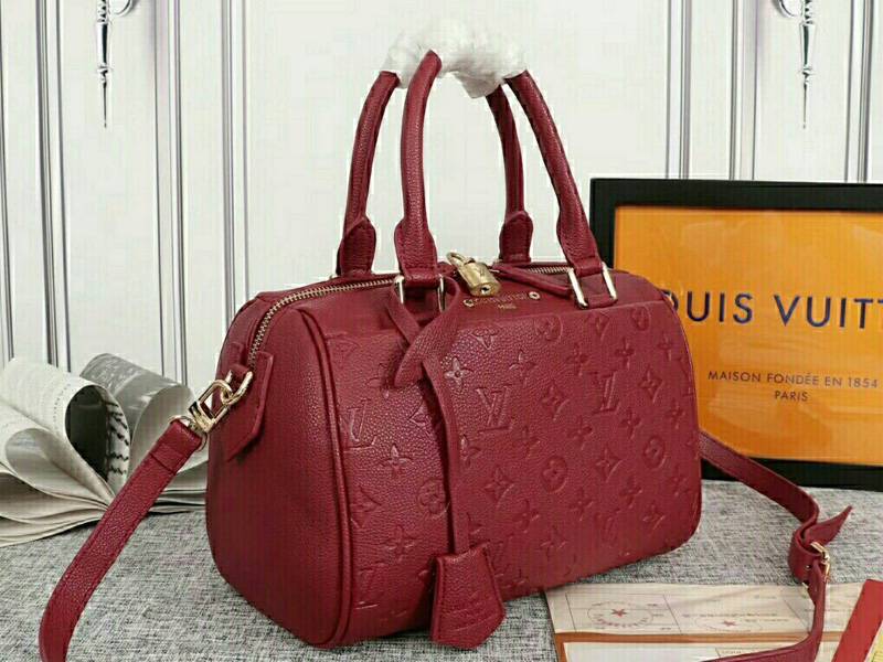 Louis Vuitton Monogram Empreinte Speedy Bandouliere 25 Handbag In Bordeaux