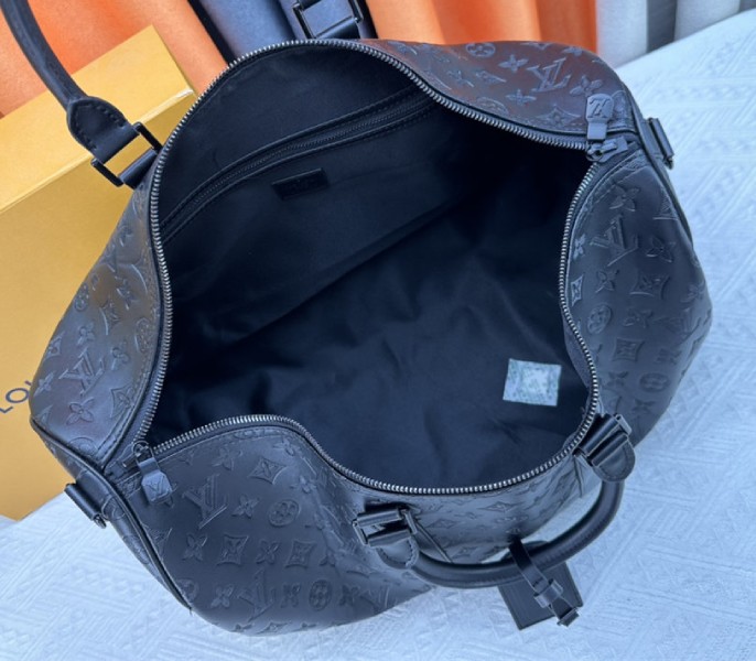 Louis Vuitton Monogram Shadow Leather Keepall Bandouliere 50 In Black