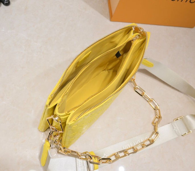 Louis Vuitton Coussin PM Bag In Yellow With Jacquard Strap