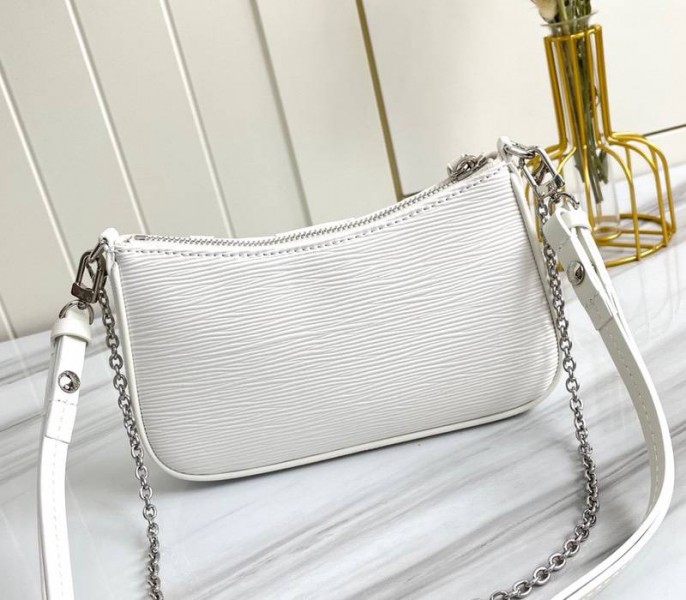 Louis Vuitton Epi Leather Easy Pouch On Strap In Quartz White