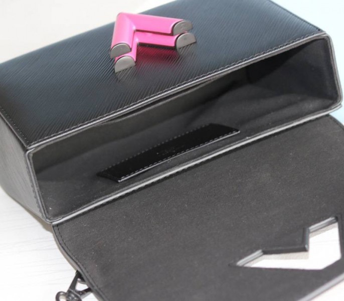 Louis Vuitton Epi Leather Twist MM Bag With Black Vibrant Pink Twist Lock