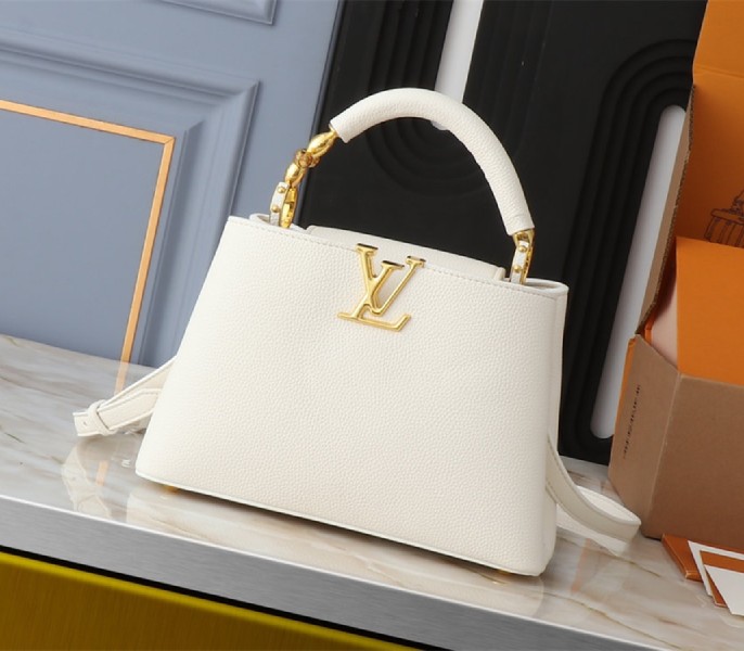 Louis Vuitton Capucines BB Handbag In Quartz White