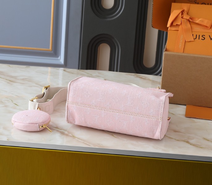 Monogram Denim OnTheGo PM In Washed Pink