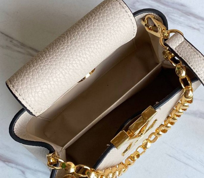Louis Vuitton Capucines Mini Chain Bag In Beige