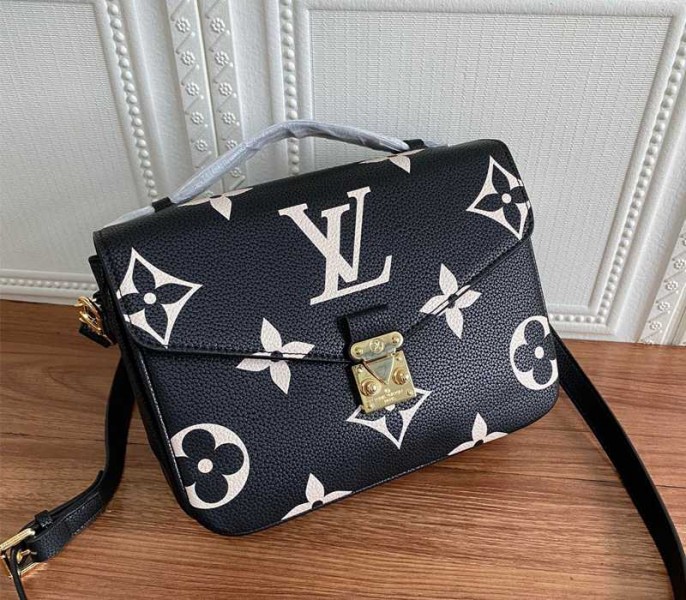 Louis Vuitton Bicolor Monogram Empreinte Metis Bag In Black And Beige