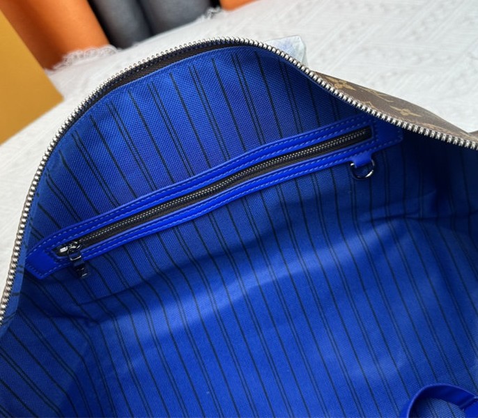 Louis Vuitton Monogram Macassar Canvas Keepall Bandouliere 50 In Indigo Blue