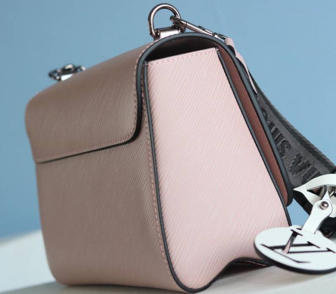 Louis Vuitton Epi Leather Twist MM Bag In Rose Ballerine Pink With Jacquard Strap