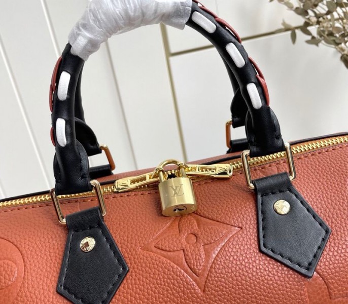 Louis Vuitton Monogram Empreinte Wild At Heart Speedy 25 Bandouliere Handbag In Caramel Brown