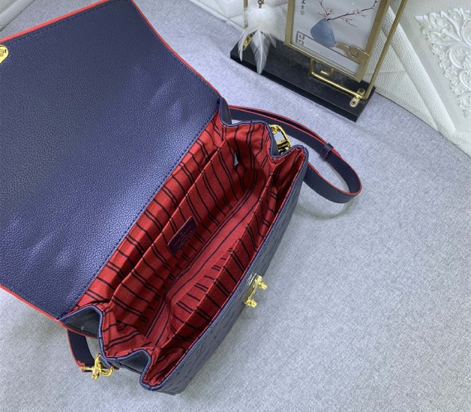 Monogram Empreinte Leather Metis In Navy Blue And Red