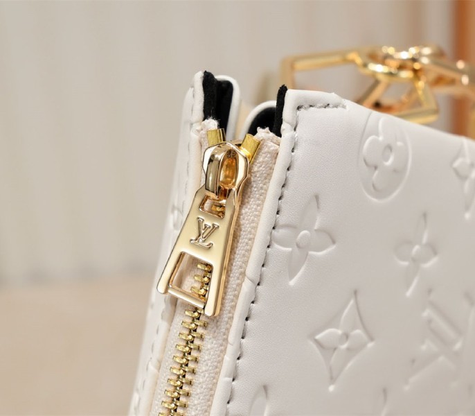 Louis Vuitton Coussin PM Bag In Cream With Jacquard Strap