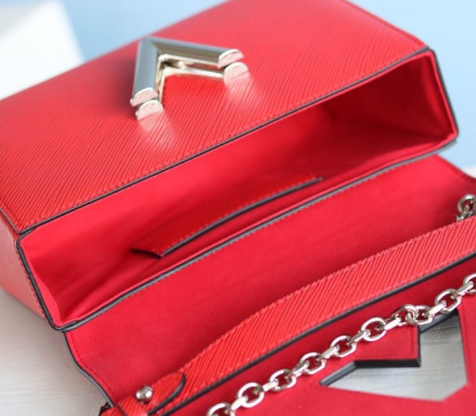 Louis Vuitton Epi Leather Twist MM Canvas Trompe loeil Braid Bag In Red