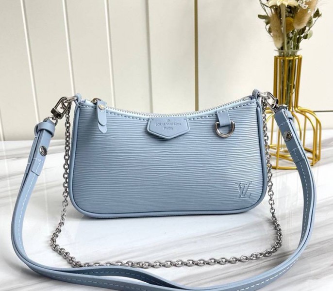 Louis Vuitton Epi Leather Easy Pouch On Strap In Bleu Celeste Blue