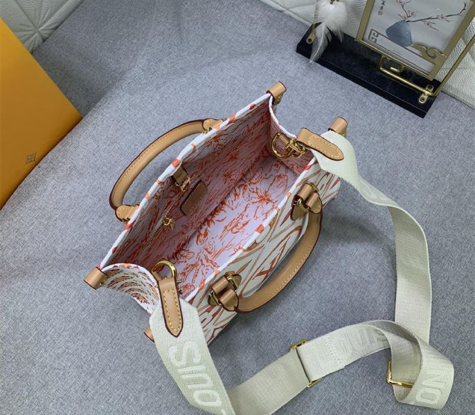 Louis Vuitton LV By The Pool Monogram Tiles Canvas Onthego PM Tote In Coral