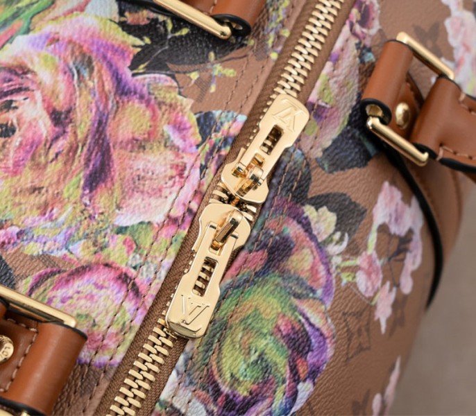 Louis Vuitton Keepall Bandouliere 50 Travel Bag In Brown With Floral Pattern