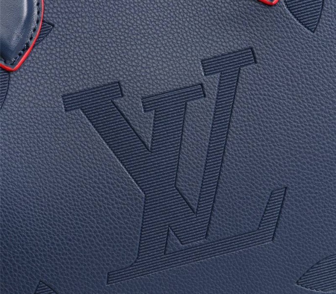Louis Vuitton Monogram Empreinte Giant Onthego MM Tote In Navy Blue