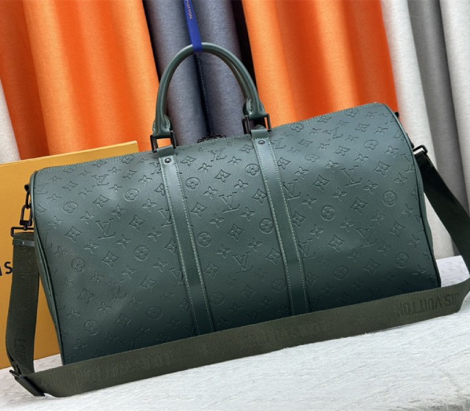 Louis Vuitton Taurillon Leather Keepall Bandouliere 50 In Borneo Green