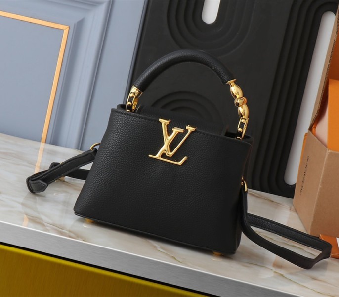 Louis Vuitton Capucines Mini Capucines Handbag In Black