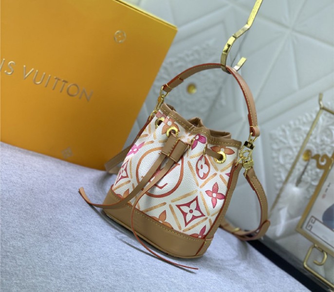 Louis Vuitton LV By The Pool Monogram Tiles Canvas Nano Noe Bag In Coral