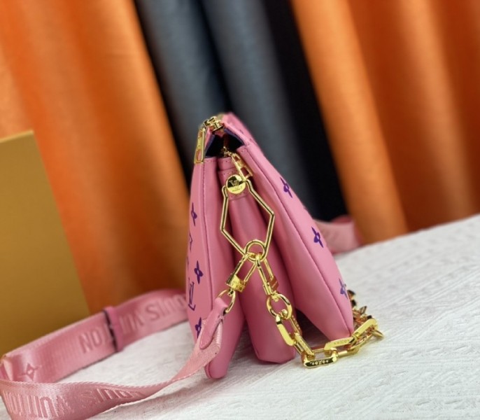 Louis Vuitton Coussin PM Bag In Pink And Purple With Jacquard Strap