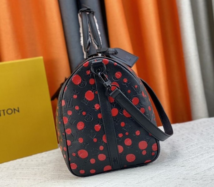 Louis Vuitton X YK Bandouliere Keepall 50 Travel Bag In Red Infinity Dots