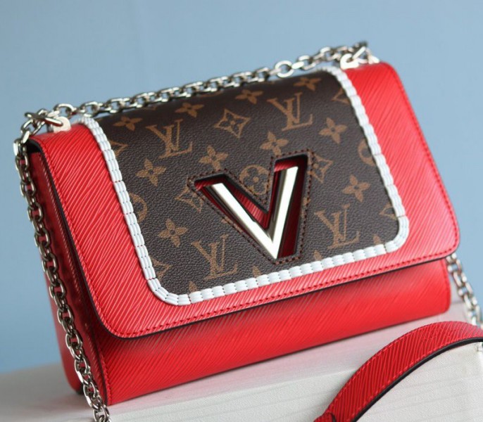 Louis Vuitton Epi Leather Twist MM Canvas Trompe loeil Braid Bag In Red