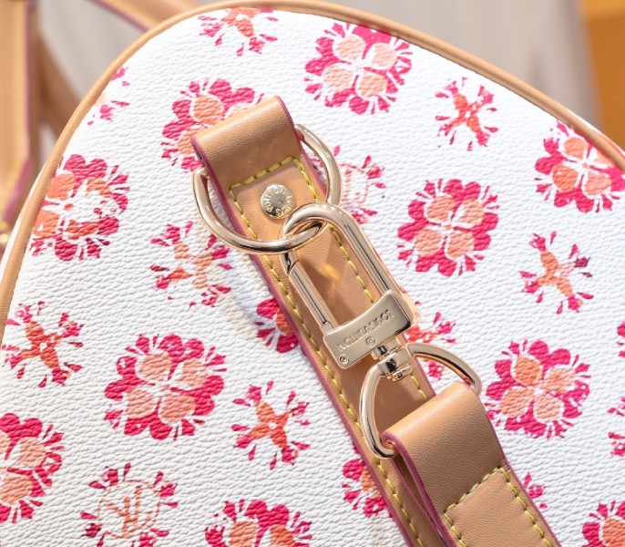 LV By The Pool Monogram Tiles Canvas Keepall 45 In Coral