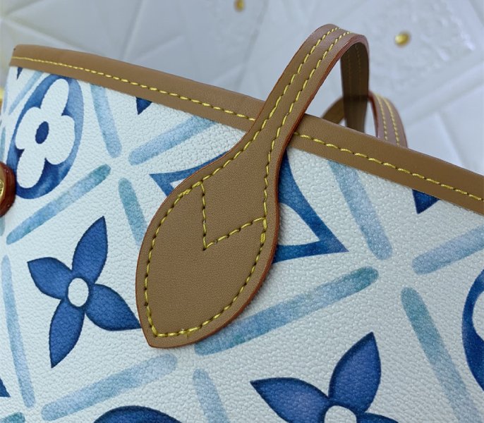 Louis Vuitton LV By The Pool Monogram Tiles Canvas Neverfull MM Tote In Lagoon Blue