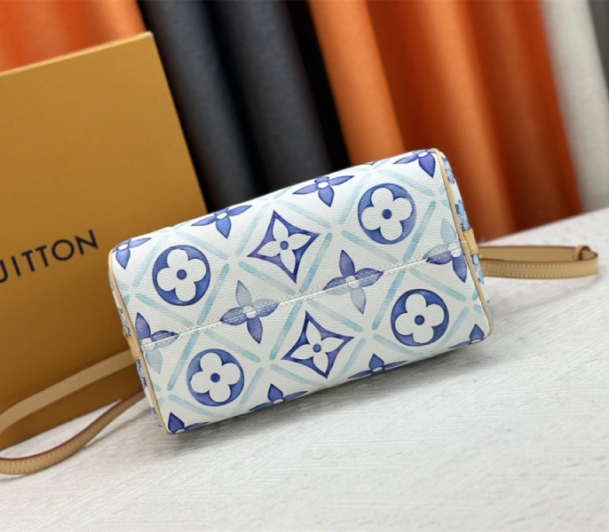 Louis Vuitton LV By The Pool Monogram Tiles Canvas Speedy Bandouliere 25 Bag In Lagoon Blue