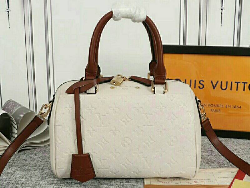 Louis Vuitton Monogram Empreinte Speedy Bandouliere 25 Handbag In Cream