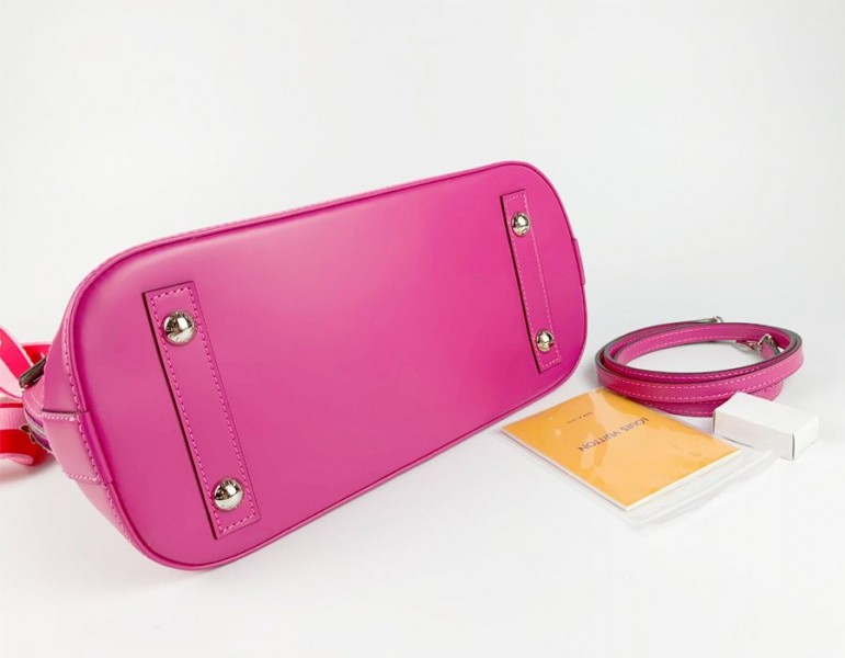 Louis Vuitton Epi Leather Alma PM Handbag In Pondichery Pink With Jacquard Strap