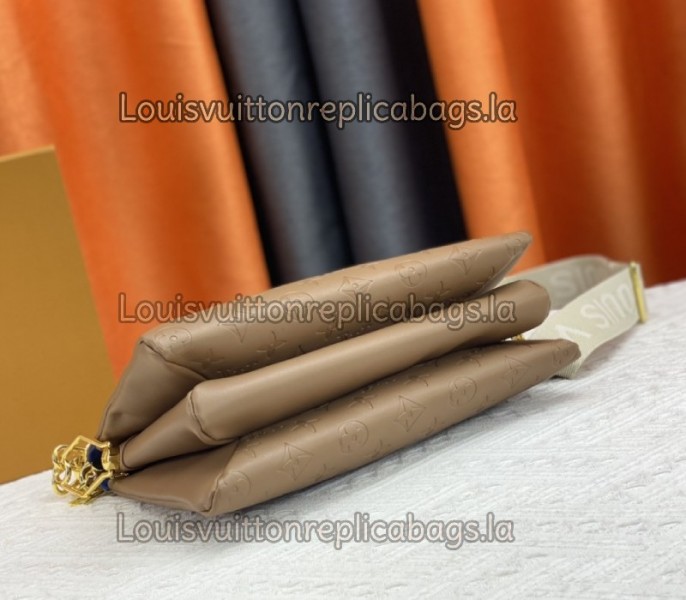 Louis Vuitton Coussin PM Bag In Taupe With Jacquard Strap