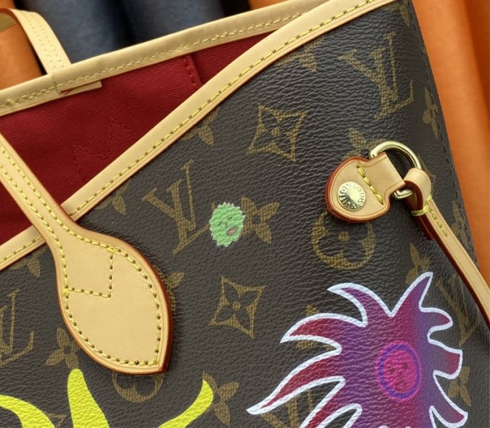 Louis Vuitton X YK Monogram Canvas Neverfull MM Tote With Faces Print